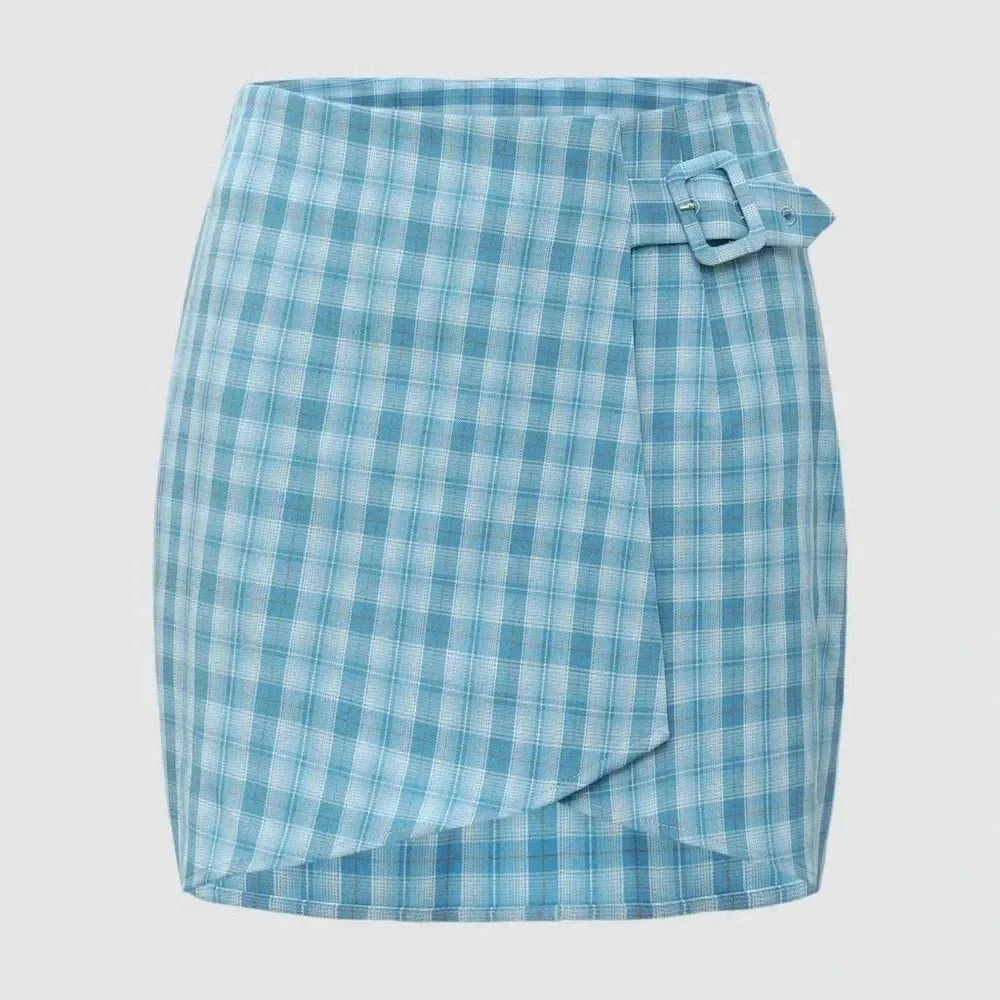 NWT Cider Checketed Blue Belted Skort Sz XL